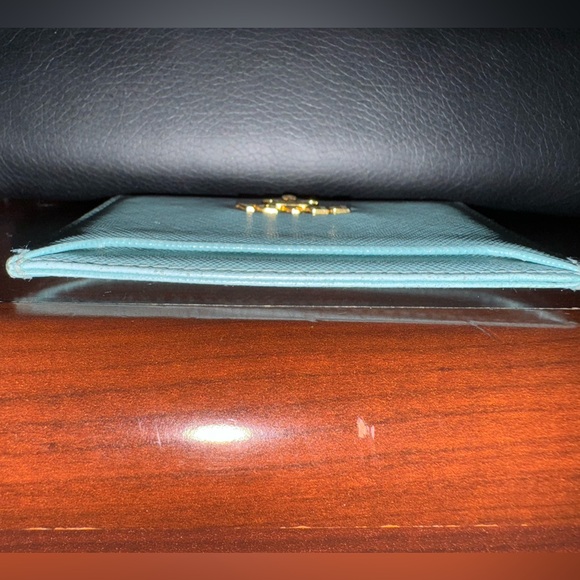 Prada Vitello Move Teal Leather Card Case Wallet - Picture 5 of 6